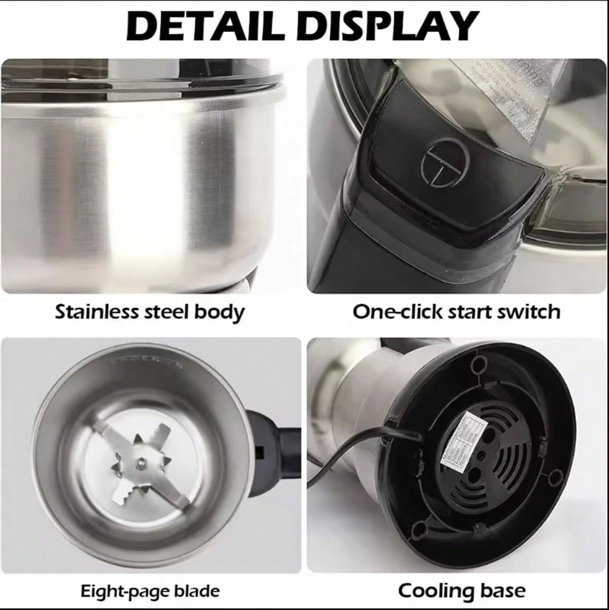 مطحنة قهوة، محرك قوي بقوة 300  - مراجعة Coffee Bean Grinder Electric وسعره